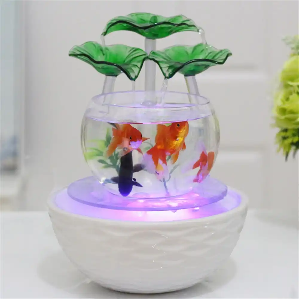 Tabletop Water Feature Green Lotus Rolling Ball Fountain Waterfall