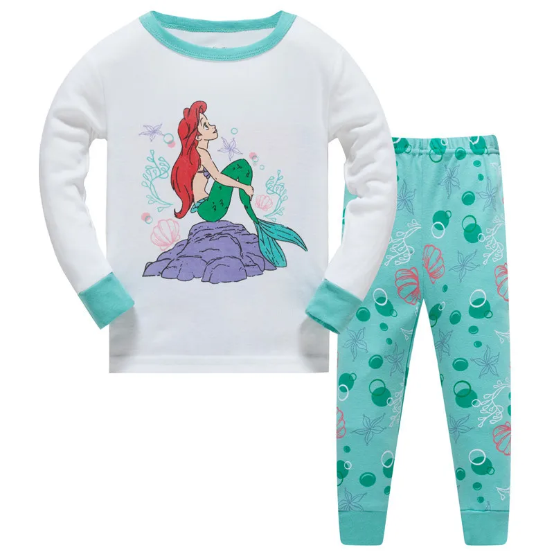 Conjunto de Roupas Meninas dos Desenhos Roupa de Dormir Crianças de Manga Comprida + Calça Roupas de Bebê Crianças Outono Pijamas Animados Conjunto 2 Peças 2020 13 Conjuntos de pijama