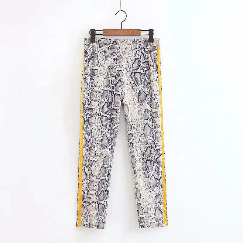 

Vintage Snake Print Women Ankle-Length Pants Leisure Female Pencil Pants 2019 Summer Loose Comfortable Trousers P1239