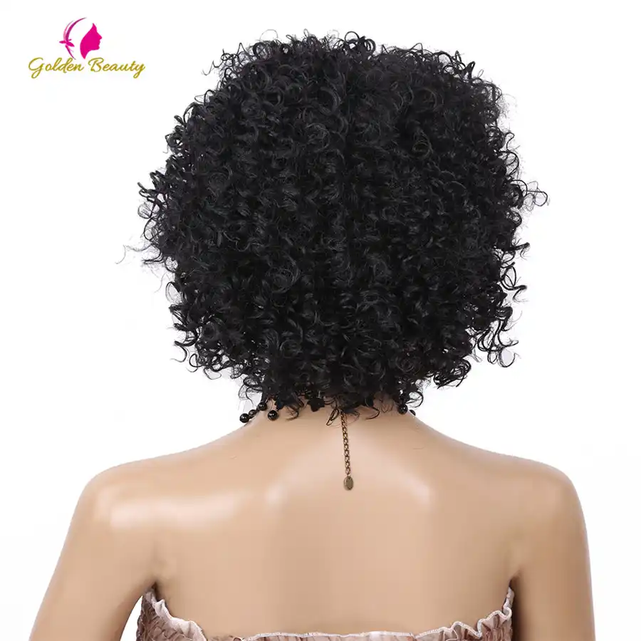 Afro Kudryavyj Parik Korotkie Chernye Sinteticheskie Pariki Afrikanskaya Pricheska Afro Volosy Dlya Zhenshin Zolotaya Krasota Aliekspress