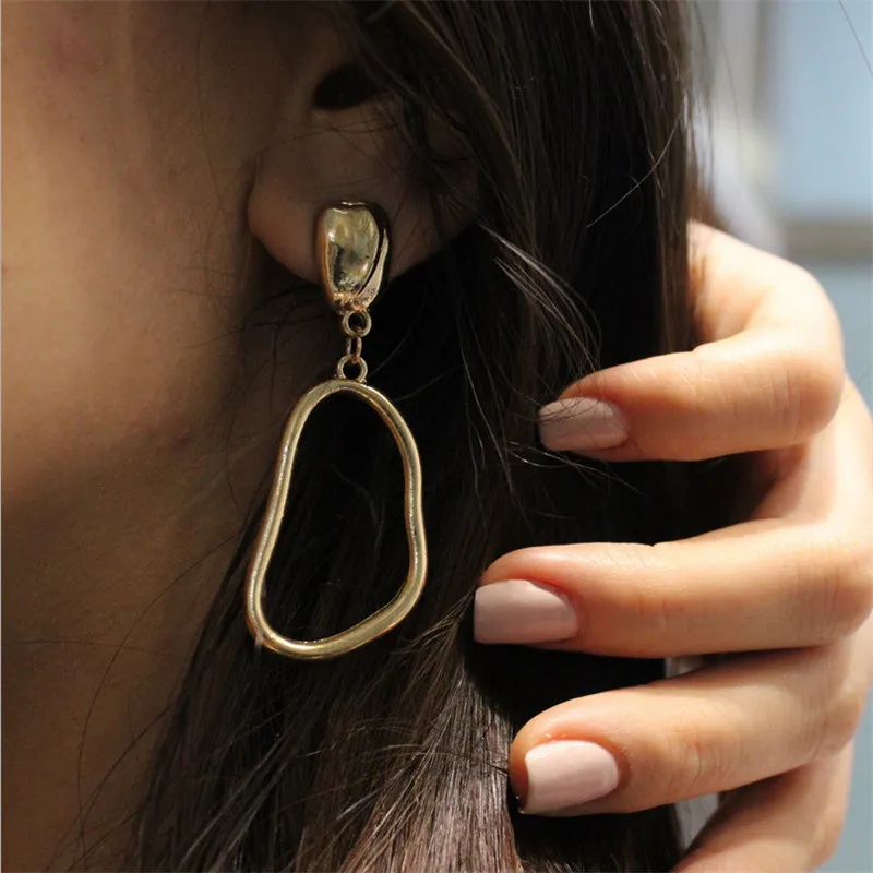 

NEWBUY 2018 Trendy Women Bohemian Earring Gold Color Alloy Geometric Stud Earrings Female Party Accessories Best Gift