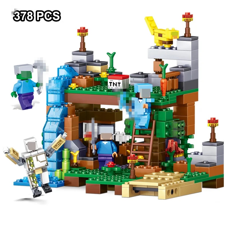 

Random 1Pcs My World Figures Toy Building Blocks Compatible LegoING Minecrafted City 4 in 1 DIY Garden Bricks Toy Gift For Kid