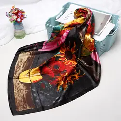Европейский стильный принт для женщин 90*90 см роскошный бренд женский атласный, Шелковый Платок женский квадратный платок летние шали для