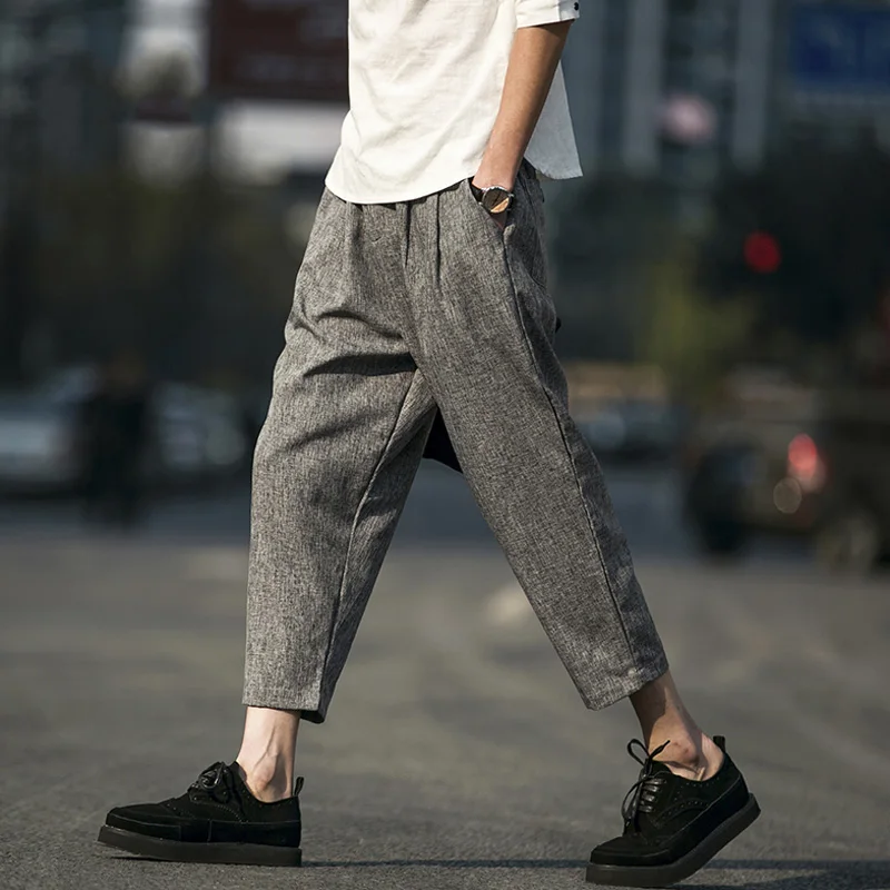Мешковатые штаны-шаровары для мужчин в стиле хип-хоп Summercasual Drop Crotch Joggers для мужчин s брюки для девочек свободный высокий уличный хип-хоп Уличная одежда Lc7026 - Цвет: Серый