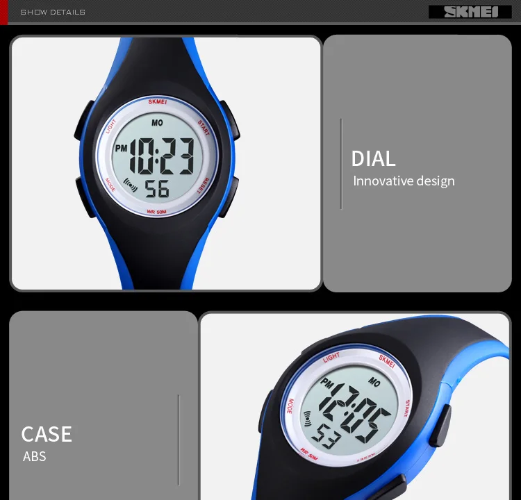 SKMEI Children LCD Electronic Digital Watch Sport Watches Stop Watch Luminous 5Bar Waterproof Kids Wristwatches For Boys Girls