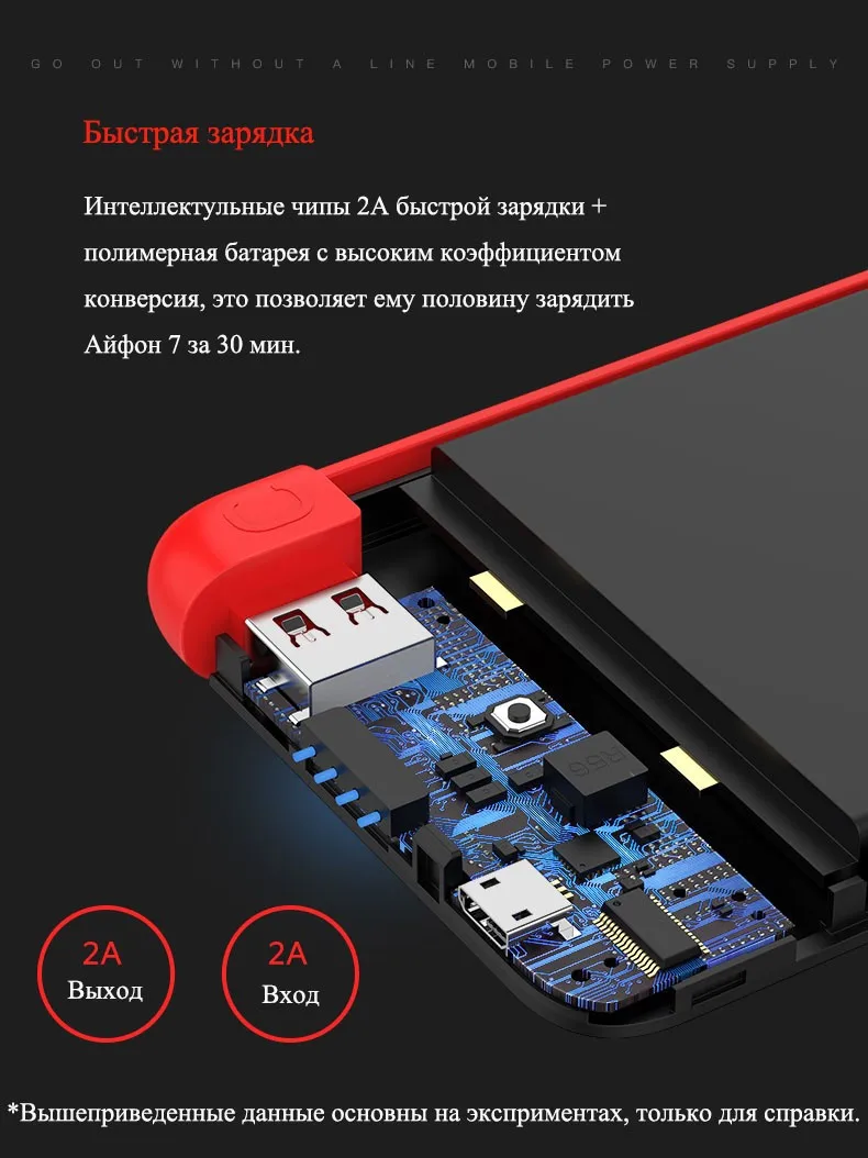 Yoobao 10000 мАч Встроенный кабель Мощность Bank Dual USB Вход внешний Батарея ультра тонкий Портативный Зарядное устройство для мобильного телефона