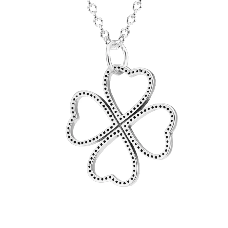 

Authentic 925 Sterling Silver Petals of Love Necklace With Clear CZ DIY Fine Jewelry for Women SN017