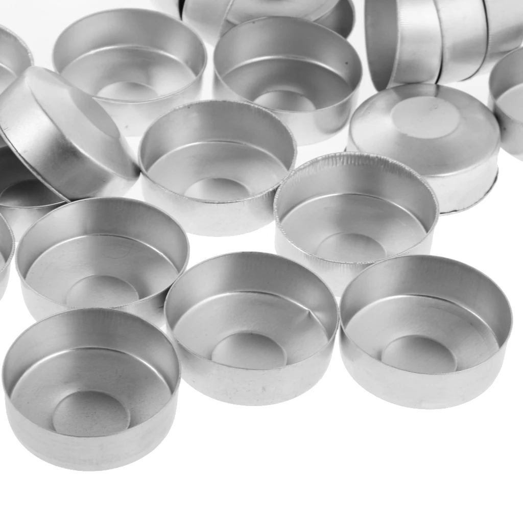 100 Pieces Turned Edge Empty Aluminum Case Tealight Cups Containers + 100 pieces wax wicks 