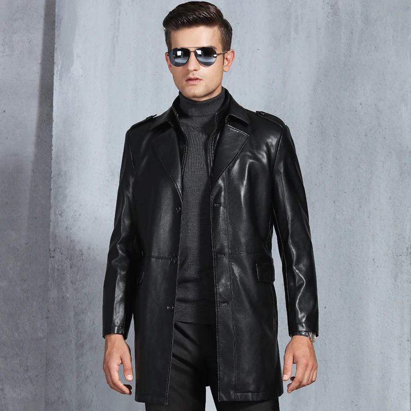 Leather Jacket Men Winter Thick Inner Pu Leather Coat Men Casual ...