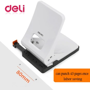 Deli School Office Metal Double Hole Puncher Hand Paper Punch Iron Single Hole Paper Punchs Metal White Blue labol labor-saving deli 0102 color random delivery paper punch metal practical design manual school office double hole 12mm deep paper punch