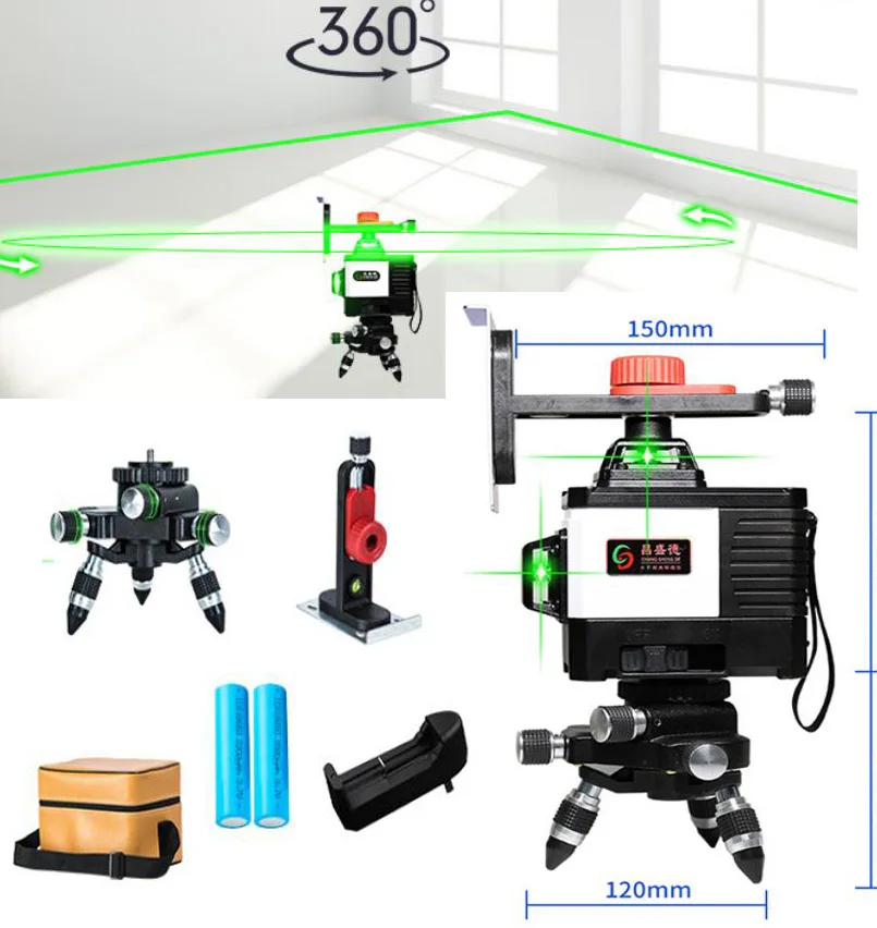 

Brand 12Lines 3D Laser Level Self-Leveling 360 Horizontal And Vertical Cross Super Powerful green Laser Beam Line