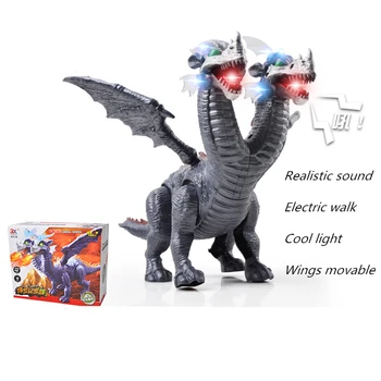 

Children Learning Science Education Electric Dinosaur Model Toy Sounding Lighting Walking Simulation Two-headed Pterosaur Gift