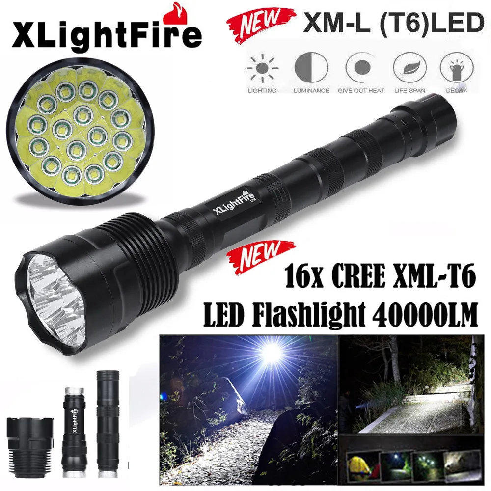 Новый высококачественный XLightFire 16x XML T6 5 Режим 18650 ударопрочный супер яркий