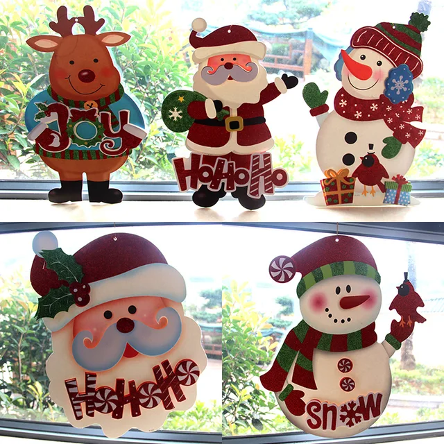 1pc new year christmas decorations for home electrostatic stickers decorate glass door window wall sticker drum - Window And Door Christmas Decorations 1pc new year christmas decorations for home electrostatic stickers decorate glass door window wall sticker drum - Window And Door Christmas Decorations