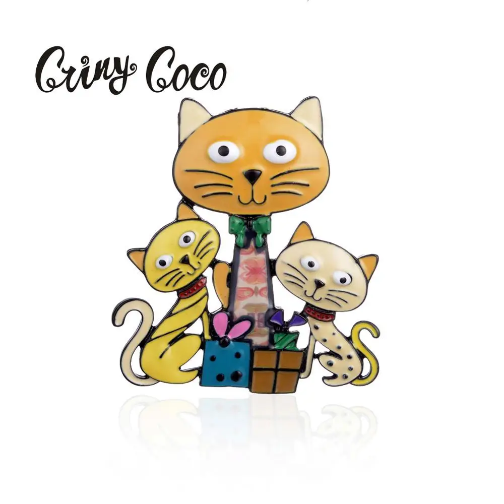 

Cring Coco Vintage Cats Pins and Brooches for Women Dress Shirt Collar Accessories Luxury Brand Christmas Gift Lapel Pin Brooch