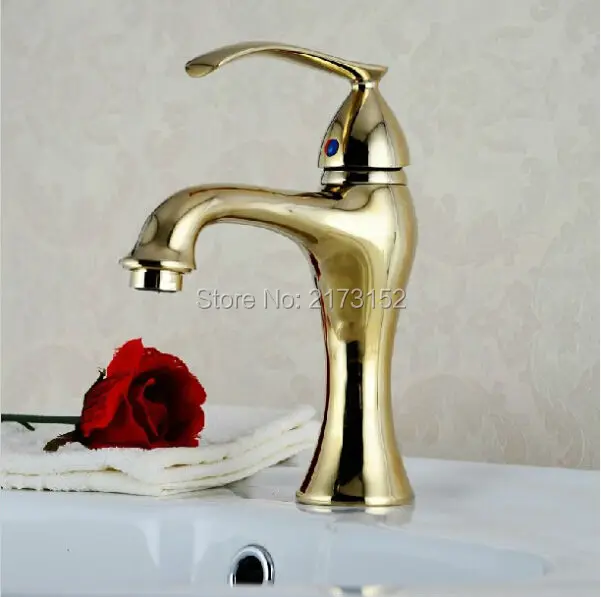 Royal Gold Plated Bathroom Faucet Luxury Single Hole Handle Royal Gold Plated Bathroom Faucet Luxury Single Hole Handle Hot Cold Basin Sink Mixer