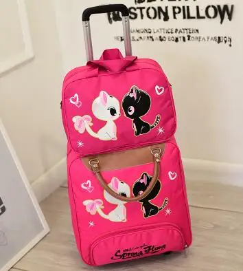 20 Inch red cat Женская дорожная сумка для багажа, дорожная сумка на колесиках, чемодан для путешествий, сумка на колесиках, сумка для багажа, дорожная сумка на колесиках - Цвет: 20 Inch red cat
