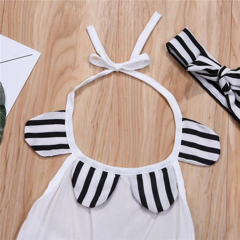 Casual Newborn Toddler Kids Baby Girl Clothes Tops Romper+Striped Shorts 3pcs Jumpsuit Playsuit Outfits Set Clothes 0-24M