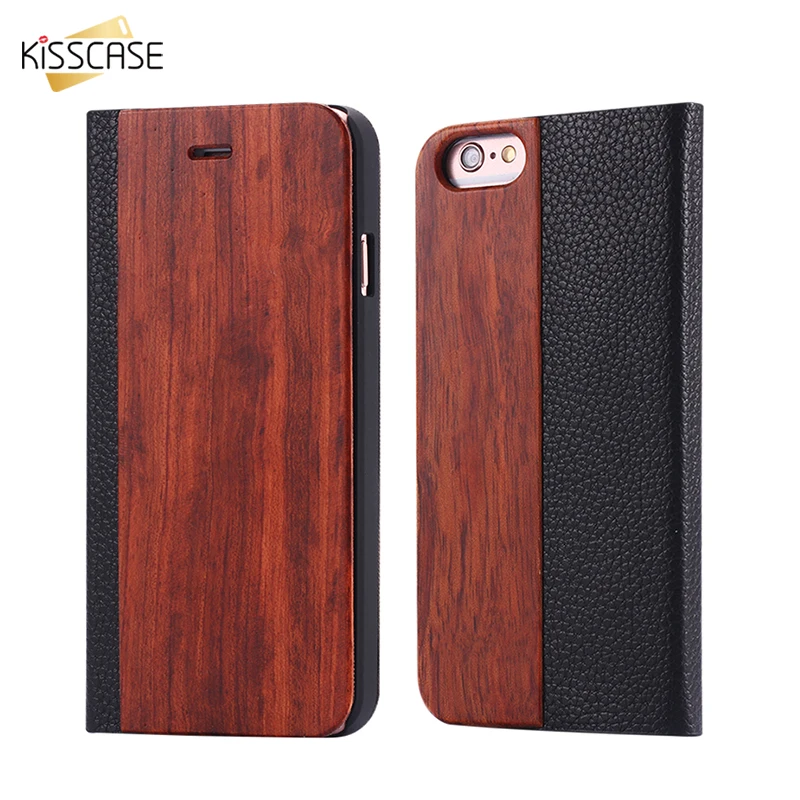 KISSCASE Retro Wooden Phone Case For iPhone XR 7 8 6 6S Plus 11 Pro Max Bamboo Cases X XS MAX Flip Leather Covers |