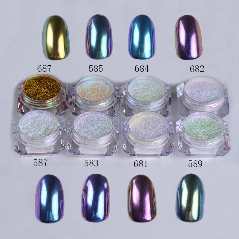 1g/Box Bling Mirror Nail Glitter Powder Gorgeous Nail Art Sequins Chrome Pigment Glitters