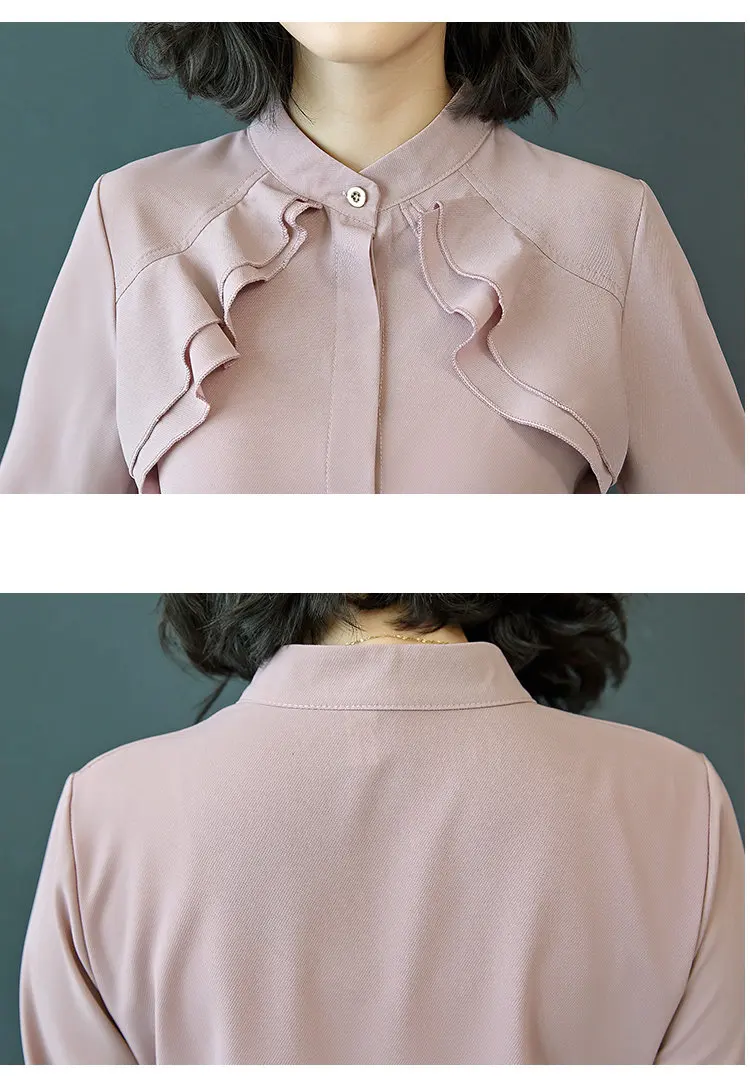 2019 New Elegant Autumn Tops Women Long Sleeve Ruffle Blouse Work Wear Office Shirts Plus Size Chiffon Blusas Mujer Moda (19)