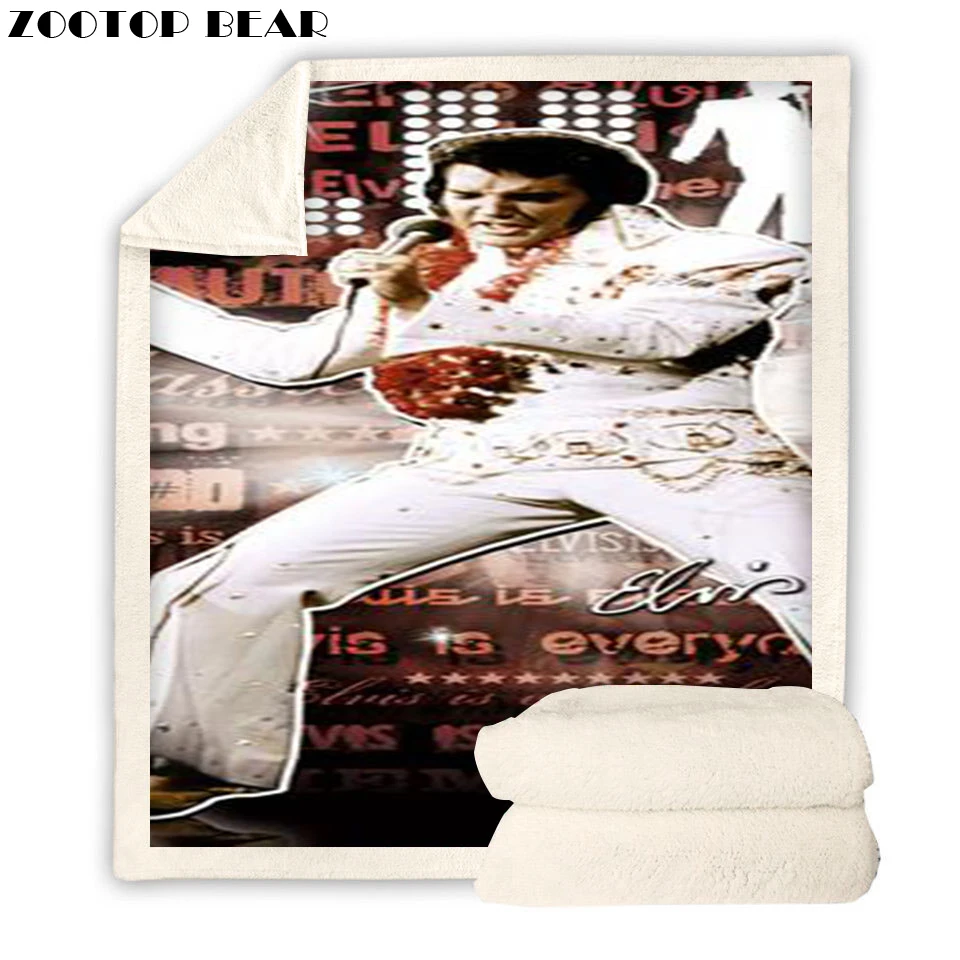

The King Blanket Plush Printed Sherpa Fleece Microfiber Elvis Presley on Shining Stage Throw Blanket for Sofa manta