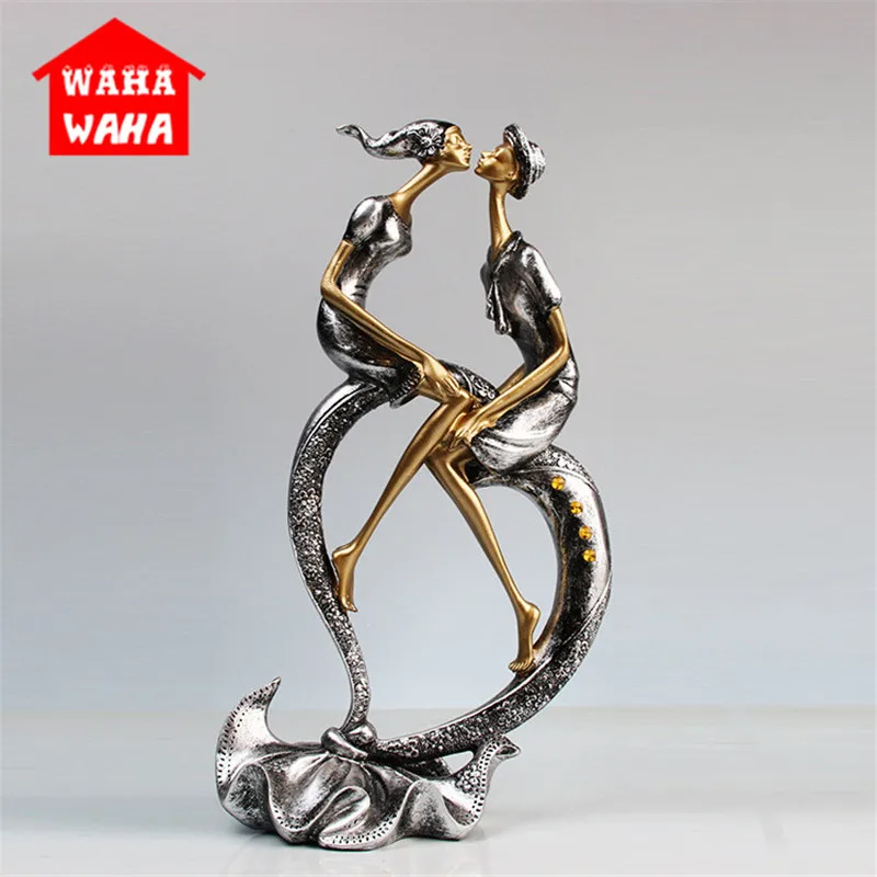 Meilleur Baiser Couple Figurine résine Handcarfts amoureux Statue Figurine décoration de la maison conception originale amour artisanat pour le bureau à la maison