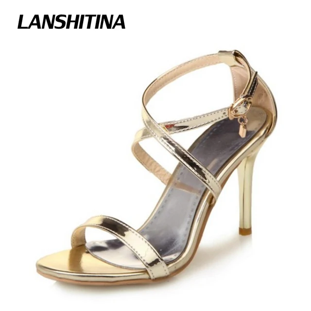 Big Size 30-50 Women High Heel Sandals Narrow Band Woman Bright Sandals Lady Summer Heel Shoes Sandals Party Wedding Shoes G1969