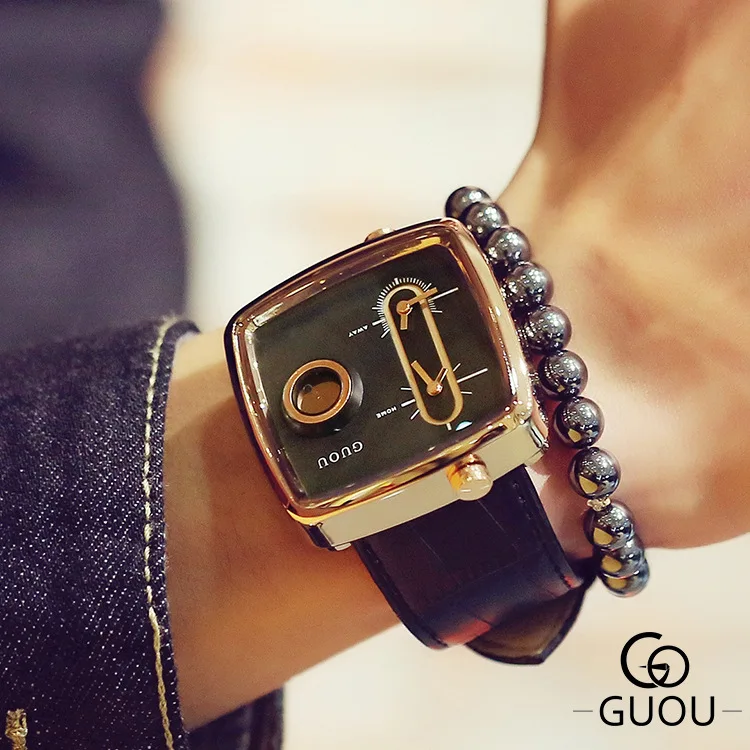 Guou Брендовые женские Модные Аналоговые наручные часы с квадратным циферблатом водонепроницаемые кварцевые женские часы с календарем индивидуальные спортивные наручные часы