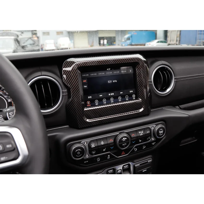 JXKaFa Fit para Jeep Wrangler JL 2018 coche GPS navegación decoración marco bisel calcomanía recorte estilismo ABS partes interiores