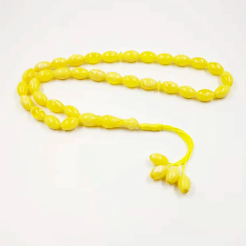 

Fragrance ambers Tasbih 33 Artificial aroma Resin yellow ambers Color Islamic Beads Man's Muslim bracelet Islam Rosary