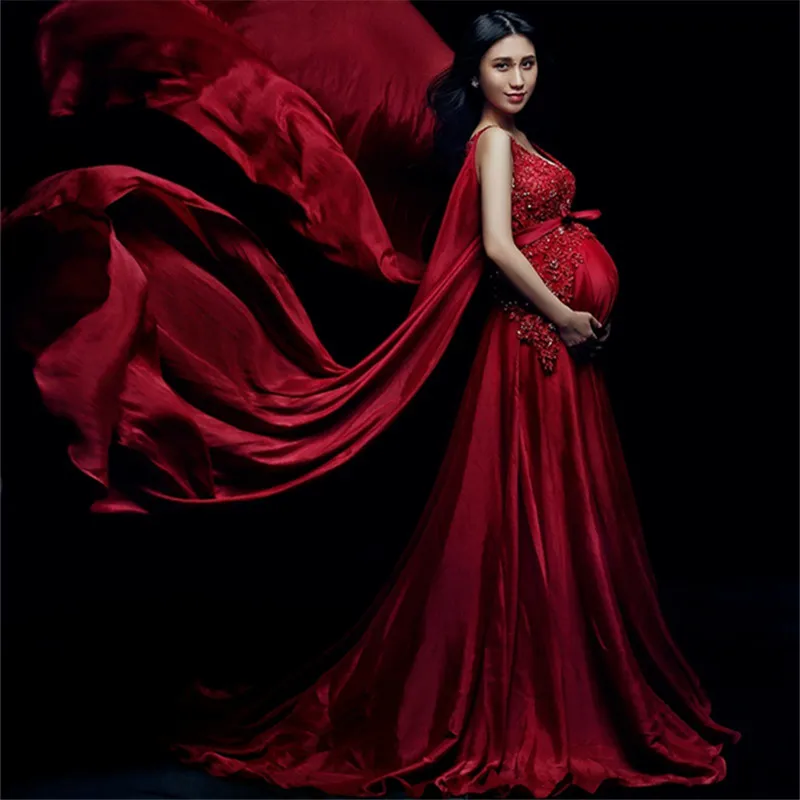 red sequin maternity dress