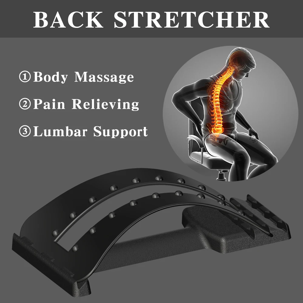 

Drop Shipping Back Stretcher Spine Pain Relieving Three-stage Adjustment 18 Massage Points Magic Lumbar Support Massager RUITONG