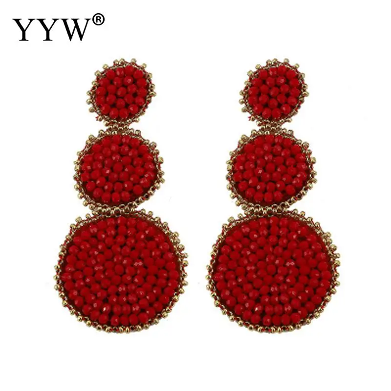 

Handmade Earrings For Women Pendientes Summer Fashion Beach Large Big Colorful Beads Drop Earrings Girls Wedding Hanging Earring