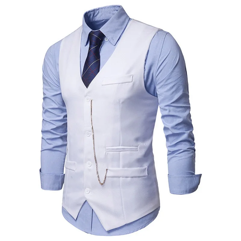 Puimentiua Мужской приталенный однобортный жилет,, брендовый деловой костюм, деловой свадебный жилет, жилет без рукавов, пиджак