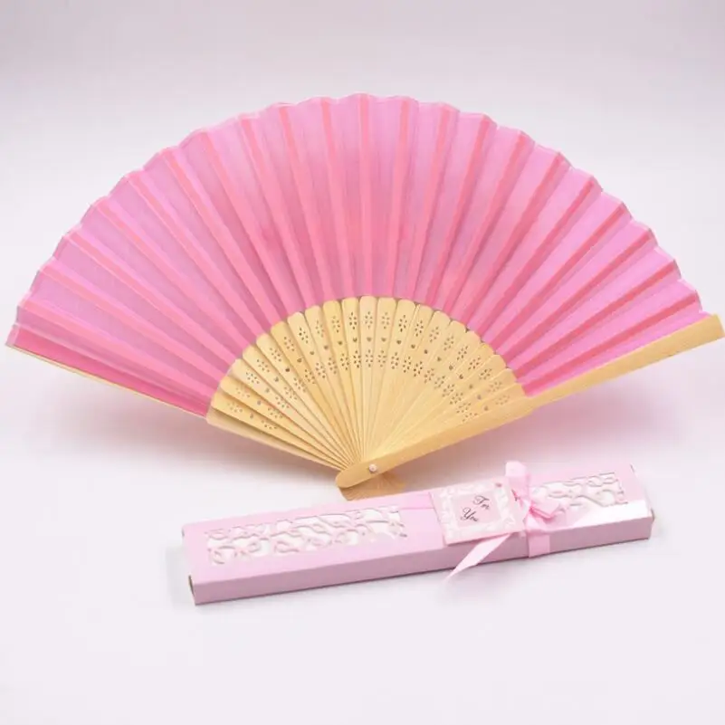 Wholesale Satin Silk Hand Held Folding Bamboo Fans With Names for