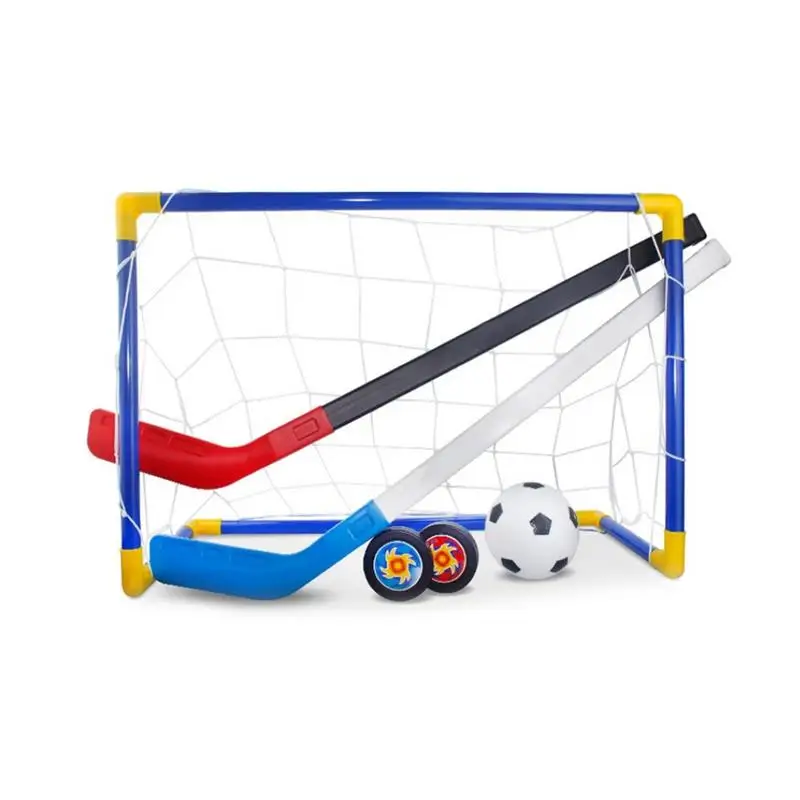 

Soccer Goal Net Ice Hockey Puck Set 2-In-1 for Kids Toddlers Indoor Outdoor Backyard Kids Football Set Toy for Children