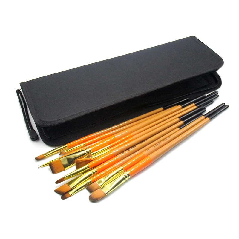 

15 pcs Long Handle Nylon Artist Paint Brush Hair Set for Acrylic Paint Brush Watercolor Painting Professional Drawing All Size