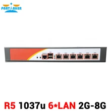 Соучастником R5 Intel 1037 Двухъядерный 1.8 ГГц 6 * Intel 82583 В Gigabit Ethernet Промышленного Брандмауэра 2 Г RAM 8 Г SSD