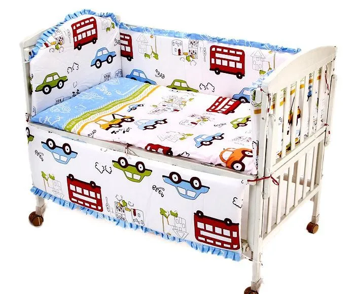 Акция! 6 шт. детские постельные принадлежности, кроватки Устанавливает, из хлопка для детей и младенцев постельные принадлежности кроватки для младенцев(бампер+ лист+ наволочка
