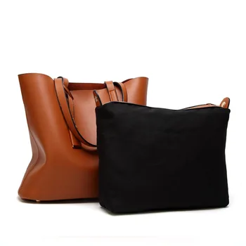 

WxfbBaby Hot 2pcs big Composite Bag Fashion black luxury handbags women bags designer High quality Ladies leather crossbody bag