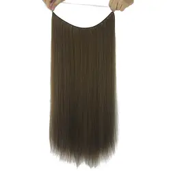 Soowee 10 Цвета длинные прямые серый черный Синтетические пряди для наращивания волос рыба линия Halo невидимка для волос жаропрочных парики
