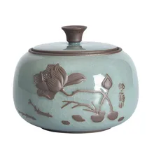 Celadon, большой фарфоровый чайник, герметичные банки, тисненый Лотос, емкость для хранения чая, навальные чайные конфеты