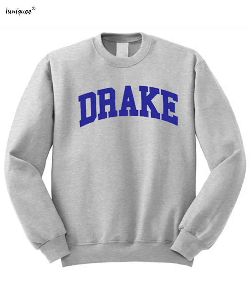 DRAKE Letters Fashion Printed Black Grey Pullover Casual
