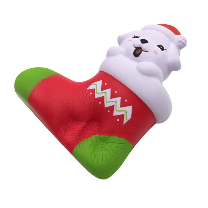 Squishy Slow Rising 15cm Christmas Socks Dog kawaii Squishy Jumbo Unpack the toy Charms Squeeze Phone Strap Squish kid Juguetes
