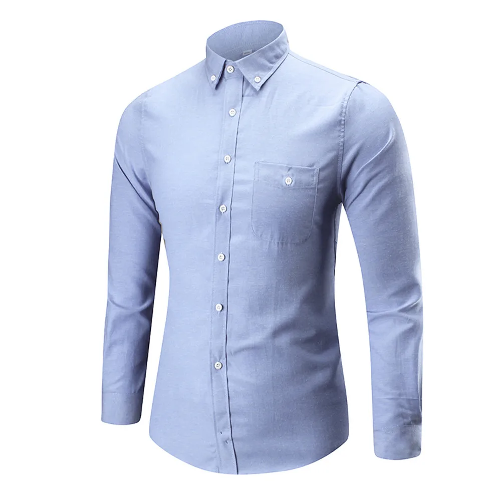 

JAYCOSIN Men's Long Sleeve Shirt Men's Long Sleeve Button Oxford Cloth Dress Casual West Slim Shirt Top Men's Shirt