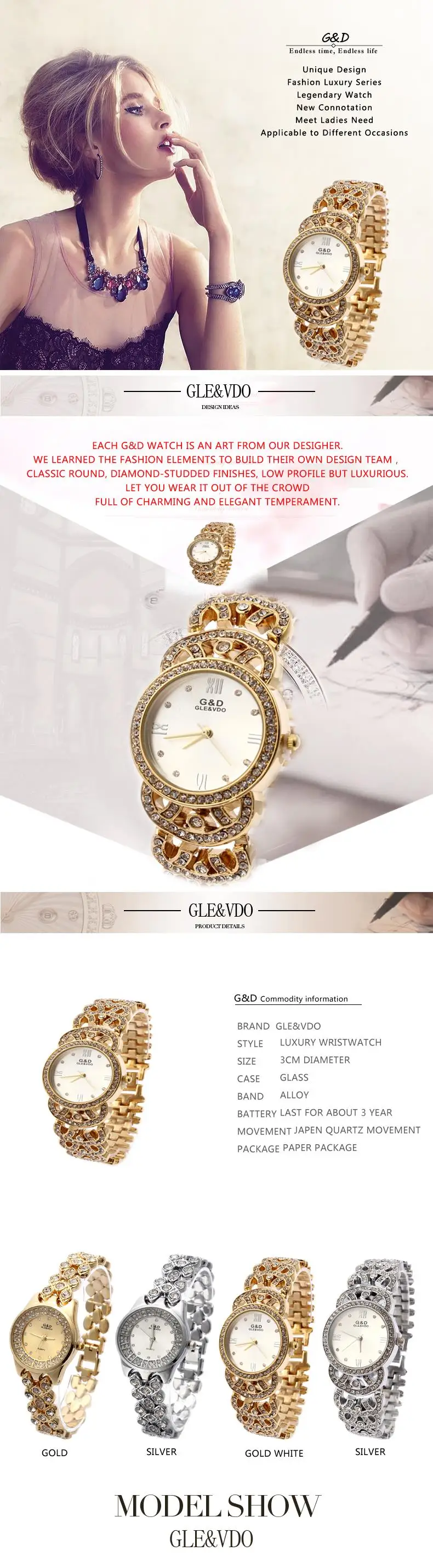 Relogio feminino G & d Золото Для женщин кварцевые наручные часы Аналоговые Нержавеющая сталь Модные женские Элитная одежда браслет часы Reloj Mujer