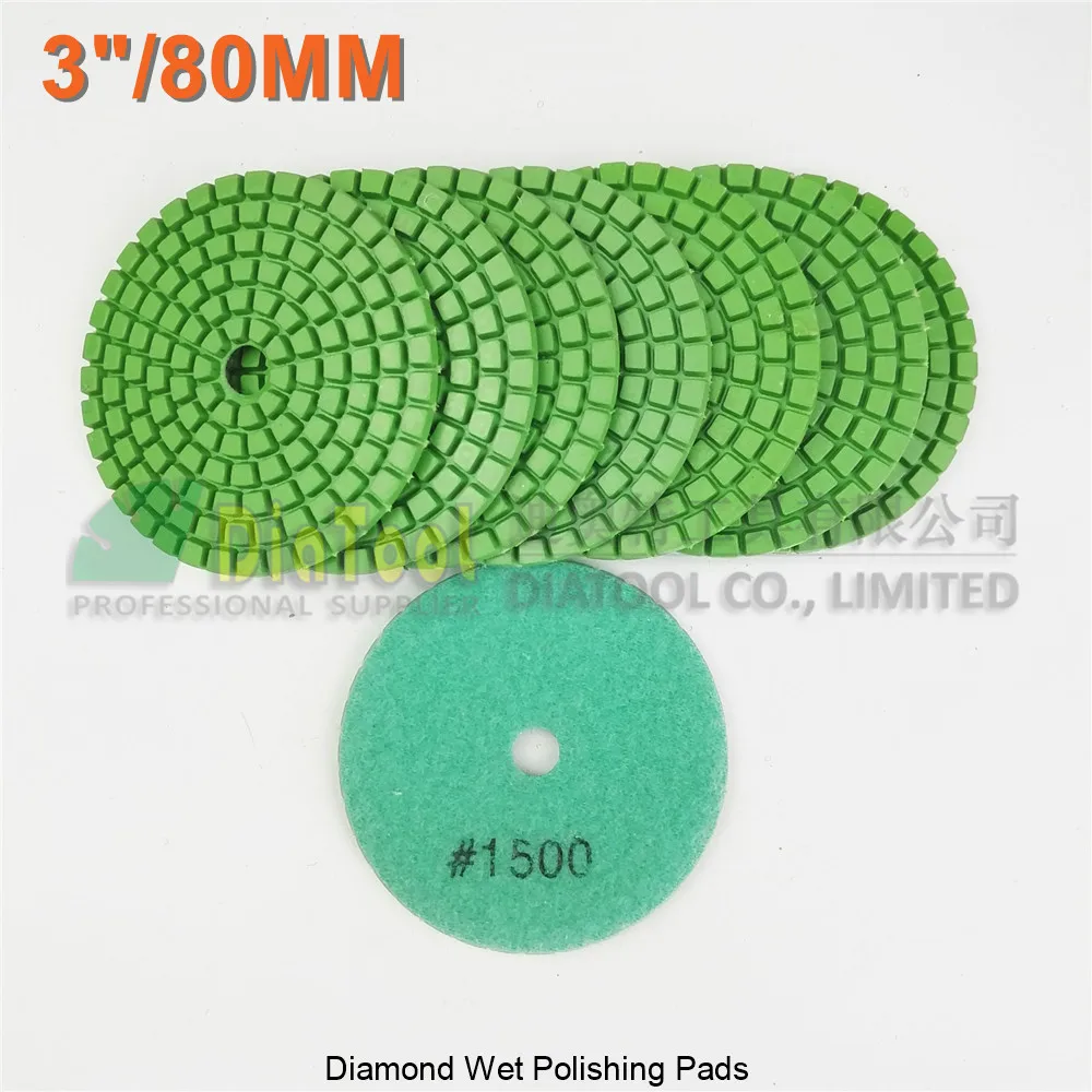 DIATOOL 8pcs Diameter 80mm Grit#1500 Diamond Wet Polishing Pads 3" Resin Bond Stone Sanding Disc For Granite Marble Sander Disk