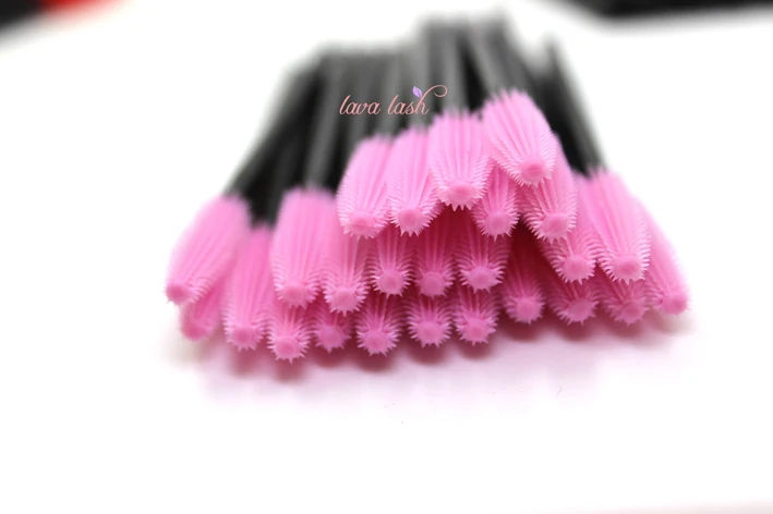 100 шт./лот, новинка, одноразовые Силиконовые кисти для макияжа, микро-палочки для ресниц, инструменты для наращивания ресниц - Handle Color: Pink