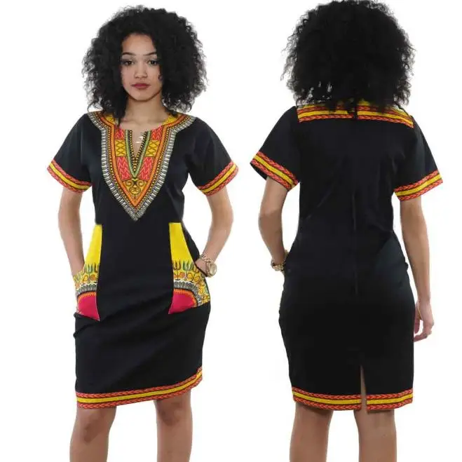 Страусиное женское сексуальное принт в этническом стиле с v-образным вырезом, повседневное платье в этническом стиле с короткими рукавами, тонкое прямое платье